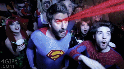 Superman betrunken auf Party - Mond Laser witzig
