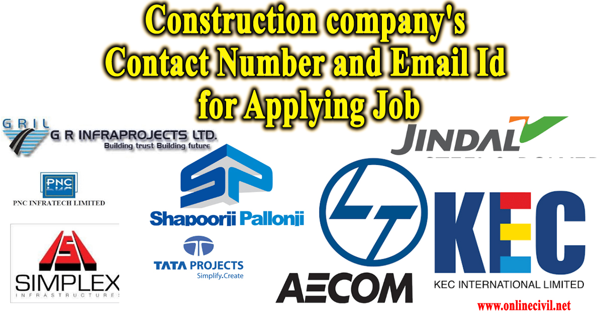 Construction company's Contact Number and Email Id for Applying Job