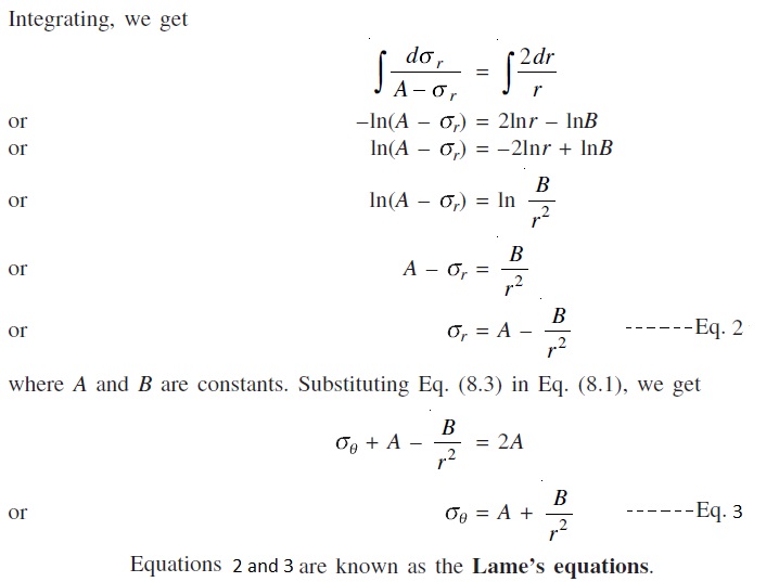 THICK CYLINDER LAME'S EQUATION ENGINEERING APPLICATIONS