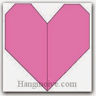 Bước 10: Hoành thành cách xếp trái tim phẳng bằng giấy theo phong cách origami.