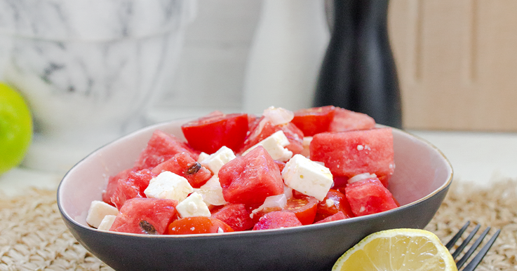 Wassermelonen-Tomaten-Feta Salat - Meinideenreich