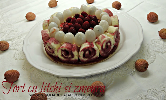 TORT CU LITCHI SI ZMEURA