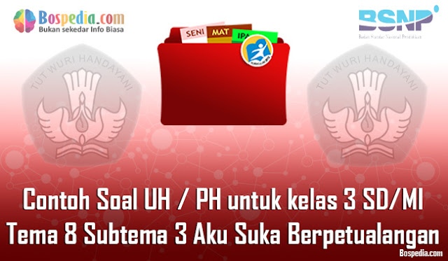 Contoh Soal UH / PH untuk kelas 3 SD/MI Tema 8 Subtema 3 Aku Suka Berpetualangan