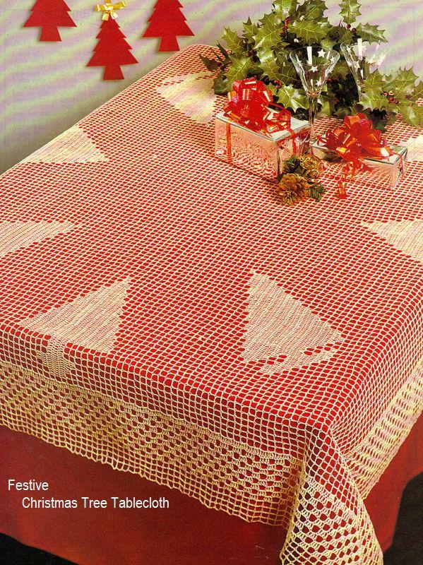 Pink Rose Crochês Festive Crochet Christmas Tablecloth