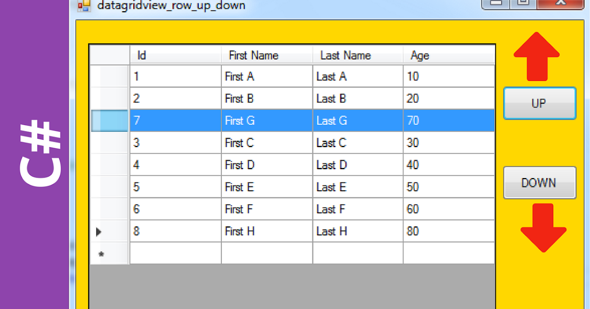 C Move DataGridView Row Up And Down Bahasa Pemrogaman