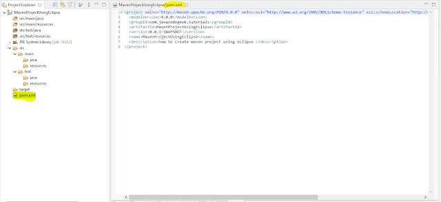 Project pom.xml view Project pom.xml view