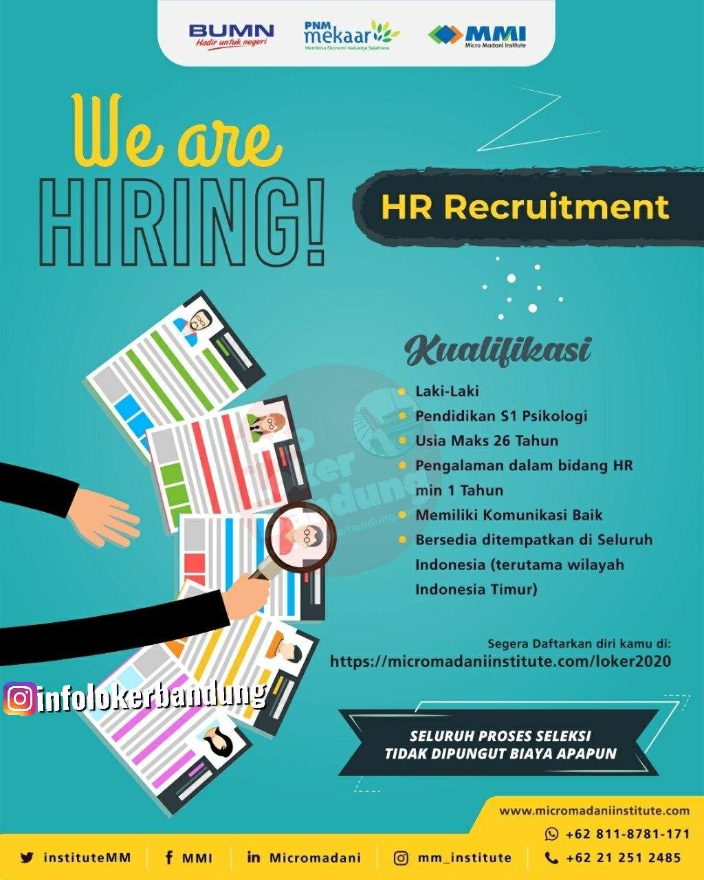 Lowongan Kerja HR Recruitment Micromadani Institute Bandung Maret 2020
