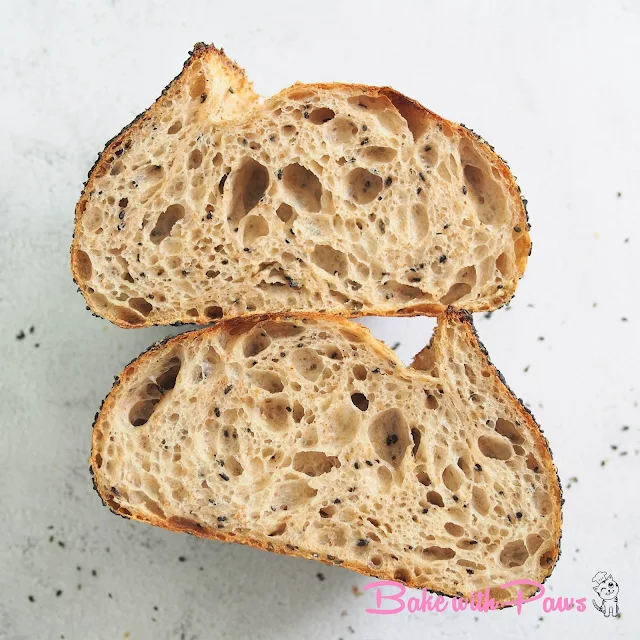 Sesame Open Crumb Sourdough Bread