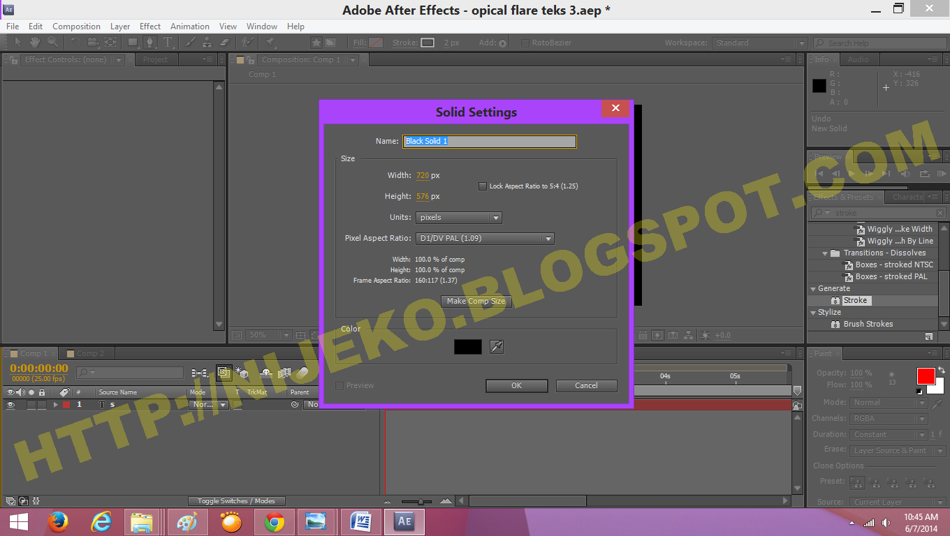 Cara membuat efek tulisan cahaya (lens flare) di Adobe