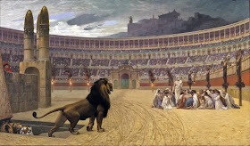 Christians were frequently made to fight for their lives  against lions during the Diocletianic Persecution
