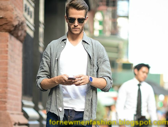 White T-shirt and Shirt Combination ~ For New Men Fashion