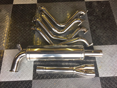 Caterham R500 full exhaust polished with cloth mop and green compound