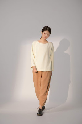 卡其絨布日光風景壓線寬管褲