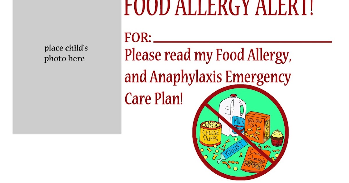 Thriving With Allergies Substitute Teacher Handouts for Kids with Food