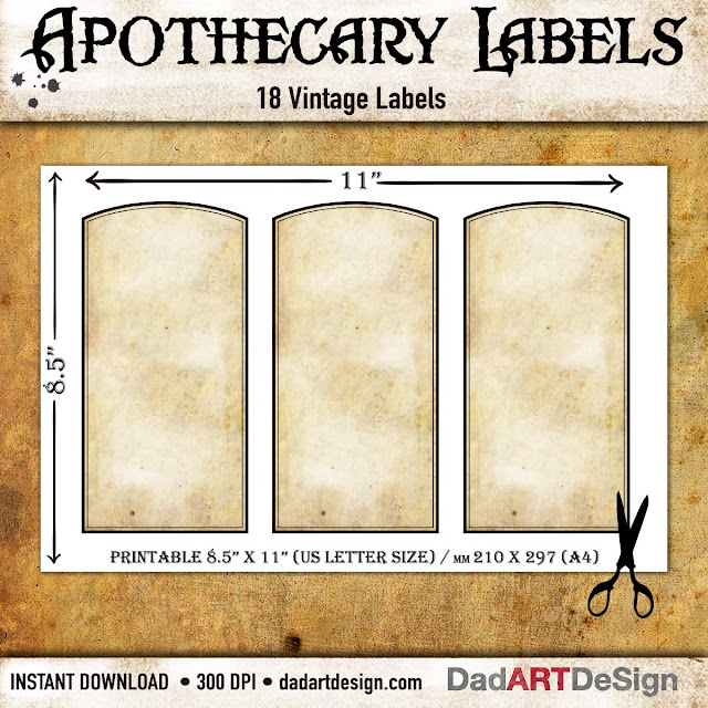 Vintage Apothecary Labels - printable files instant download via Etsy