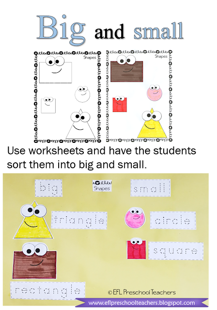 ESL/EFL Preschool Teachers: BIG and small template for Sorting Cutouts