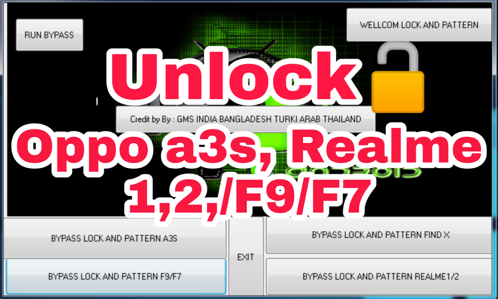 Oppo Pattern Lock Remove Tool / A3s / Realme 2 / Realme 1 / F9 / F7 Crack Download 2019 Gsm