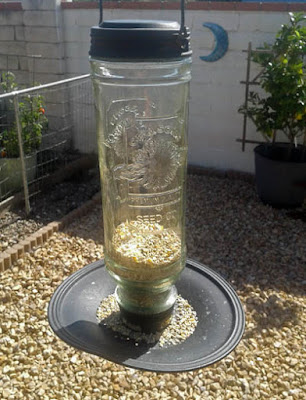 Photo of bird seed in feeder Photo of bird seed in feeder