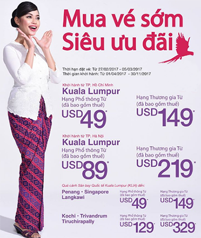Hãng Malindo Air khuyến mãi đi Kuala Lumpur giá 49 USD