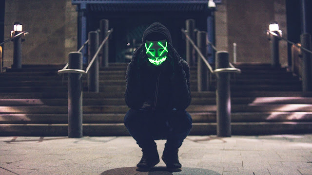 Hoodie Guy Green Neon Mask wallpaper