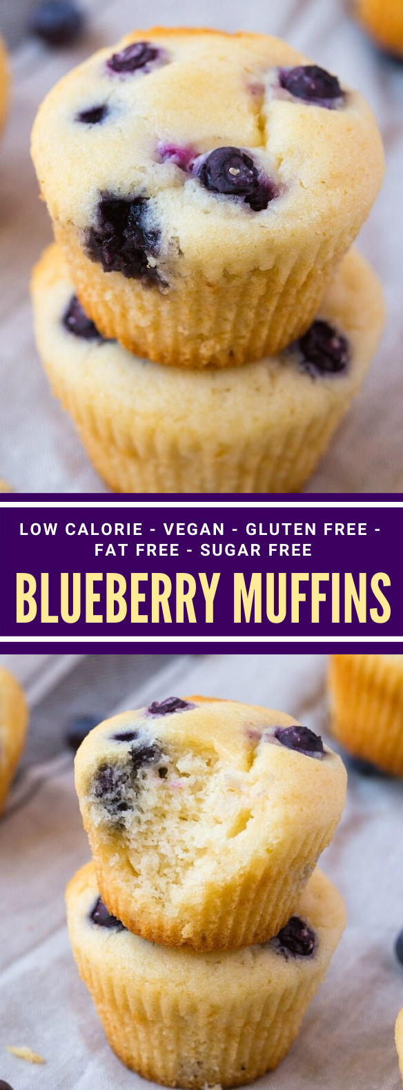 FAT FREE FLOURLESS BLUEBERRY MUFFINS (SUGAR FREE, VEGAN, GLUTEN FREE) #healthy #lowcalorie