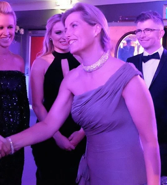 Countess Sophie wore Bruce Oldfield gown, Luxemburg Royal Wedding. The Queen, the Diamond and gold cuff demi - parure, which includes necklace and bracelet.