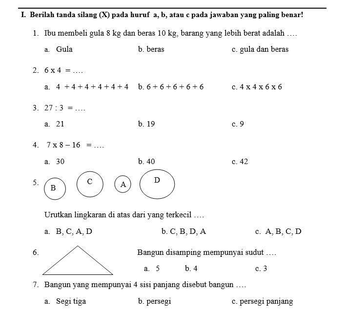 Soal PAT Kelas 2 Matematika SD MI Tahun 2020 File