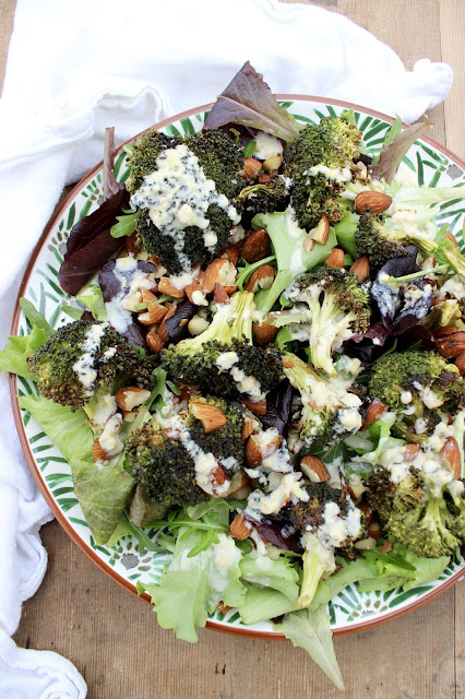 roasted broccoli and almond salad