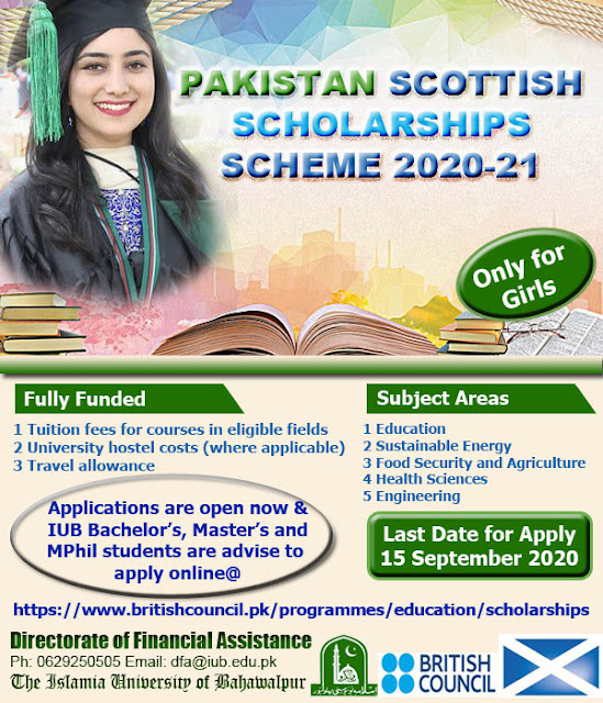 Pakistan Scottish Scholarships Scheme 2020-21 For IUB