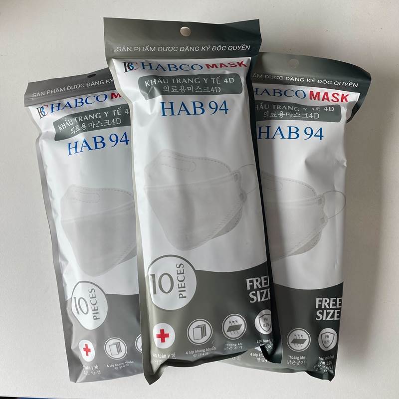 Habco Mask 01 thùng 30 gói khẩu trang 4D KF94 người lớn 10 chiếc/gói 9 21 2