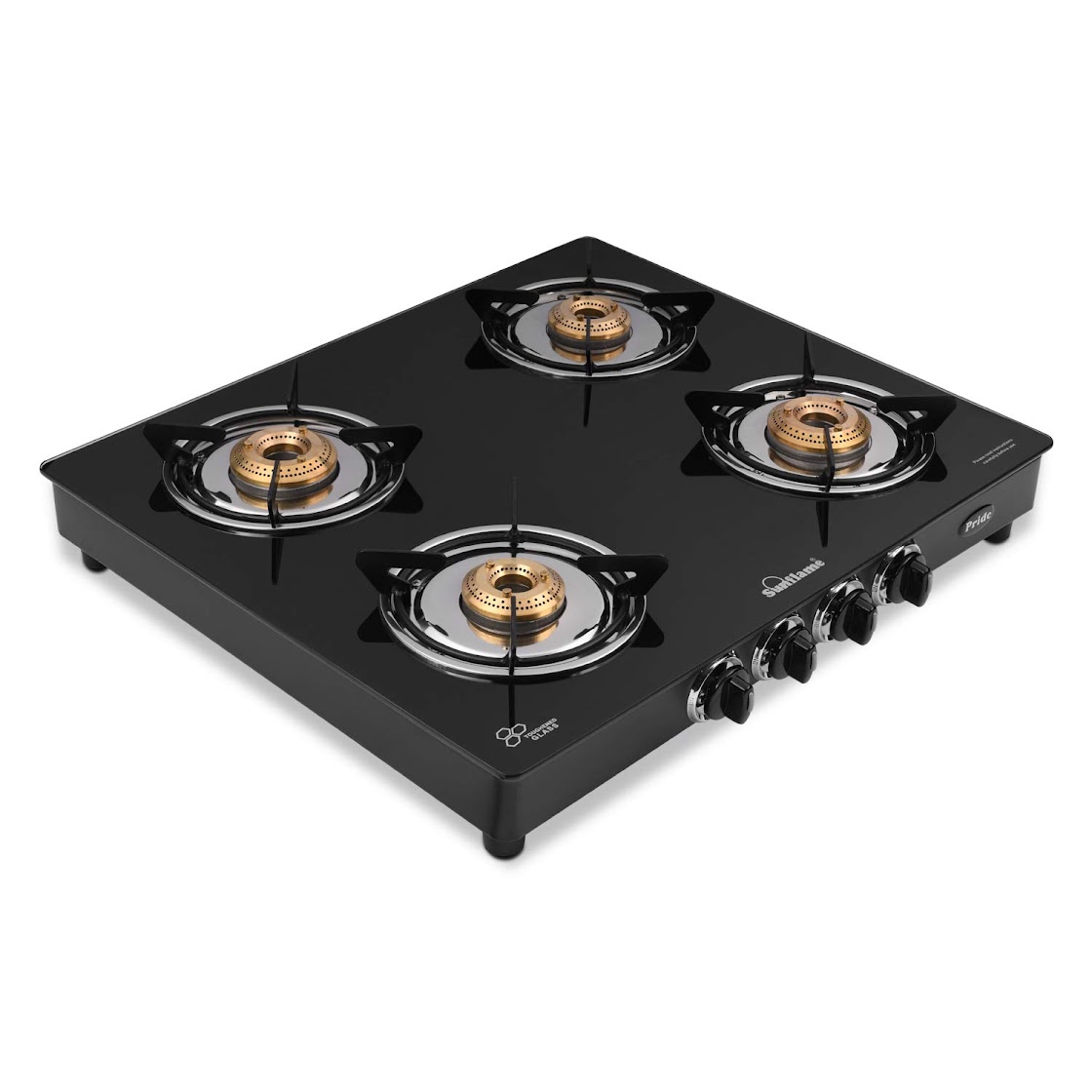 Milton Premium 4 Burner Gas Stove with Black Glass Top