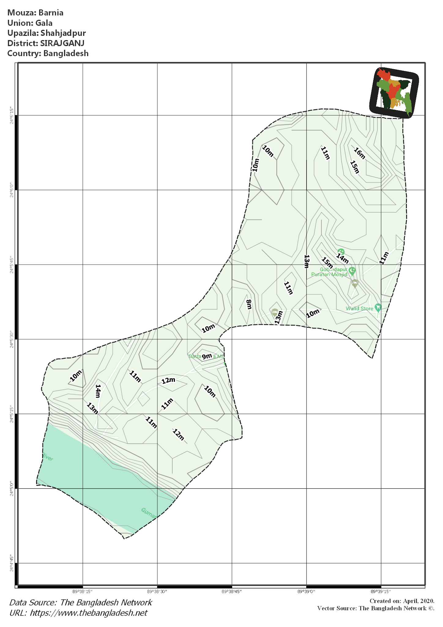 Map of Barnia Mouza of Shahjadpur Upazila, SIRAJGANJ Map of Barnia Mouza of Shahjadpur Upazila, SIRAJGANJ, Bangladesh.