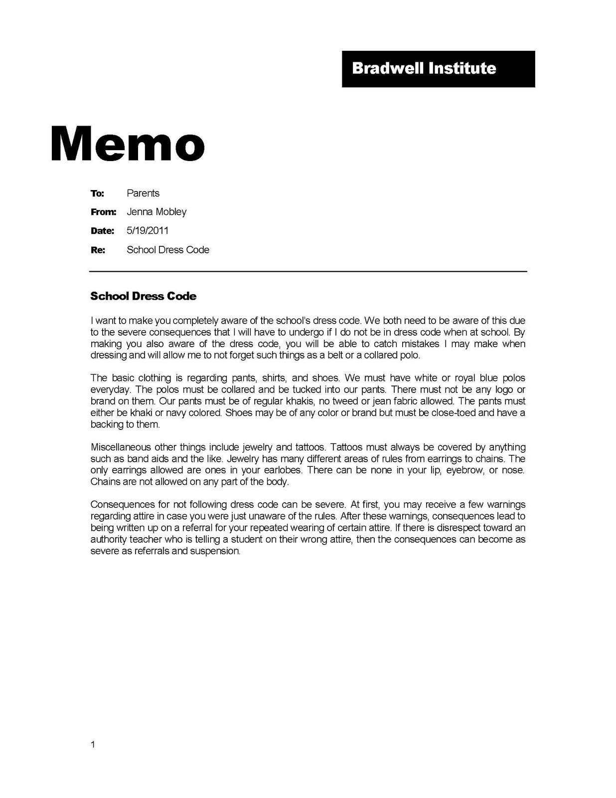 Dress Code Notice Example Memo About Dress Code Example , How to Write a Dress Code Memo – IHUF