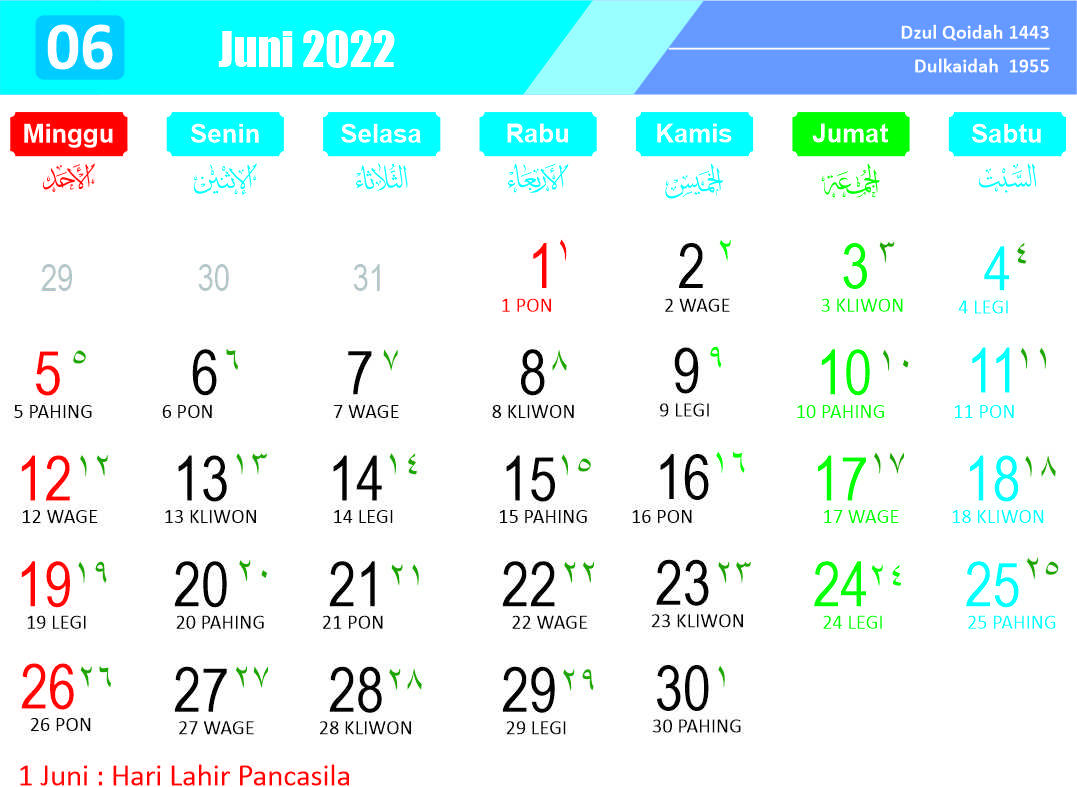 Kalender Juni 2022 - Kanalmu