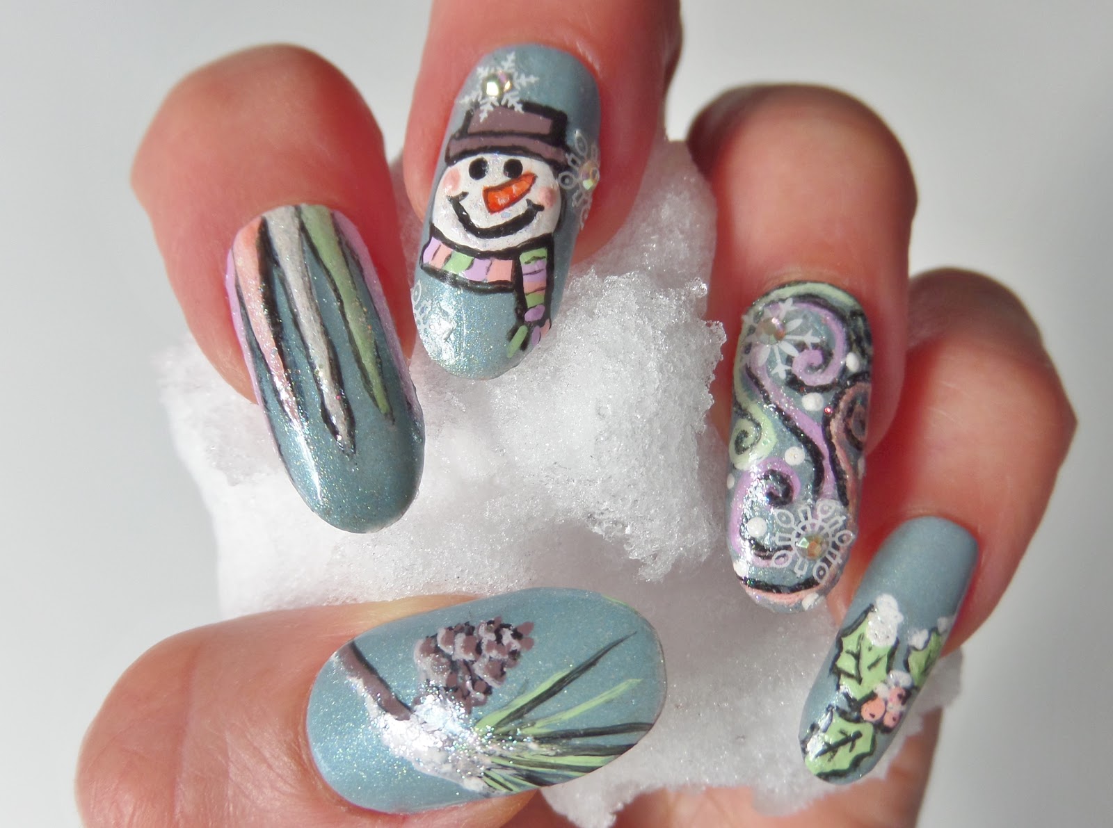 Snowman Nail Design