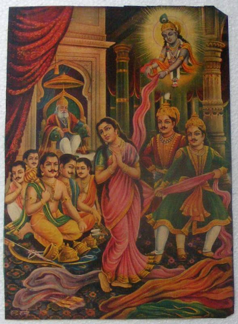 Krishna, Draupadi, court, cloth