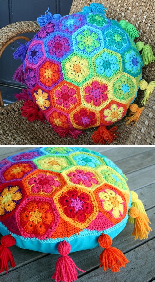 Beautiful Skills Crochet Knitting Quilting African Flower Cushion