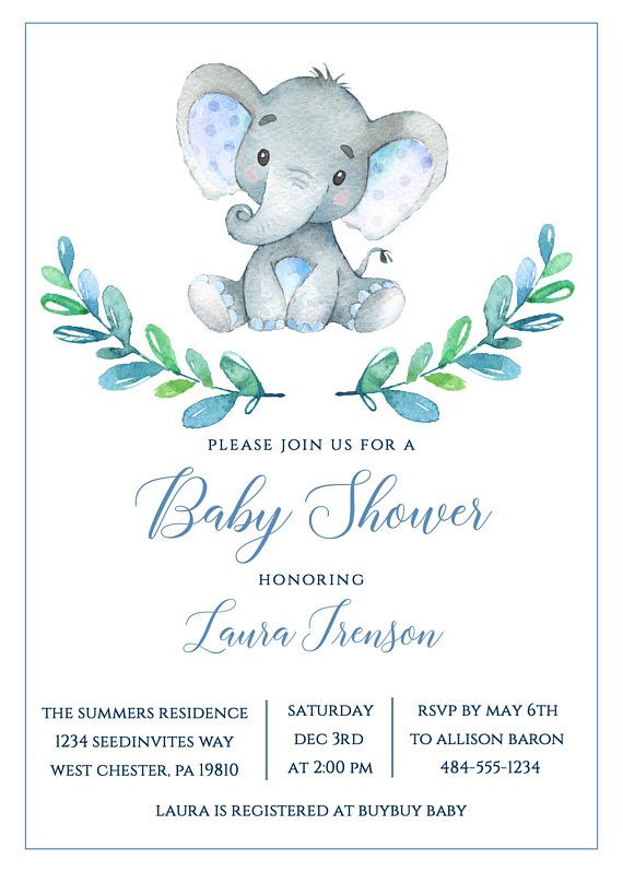 Elephant Baby Shower Invitation