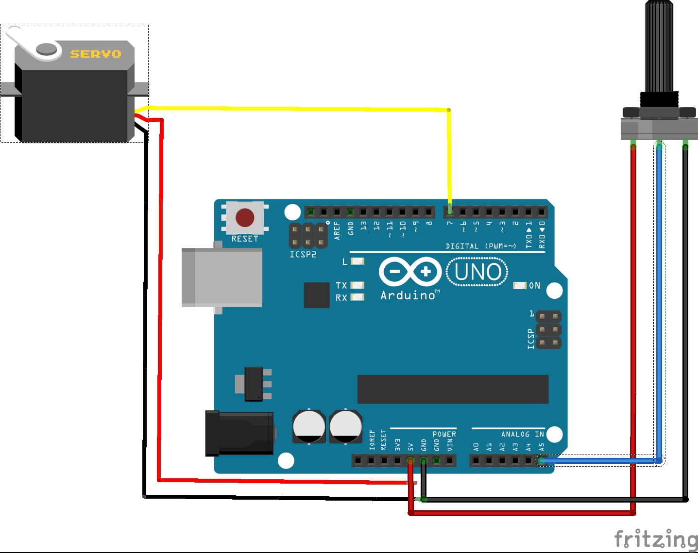 How to control servo motor with Potentiometer