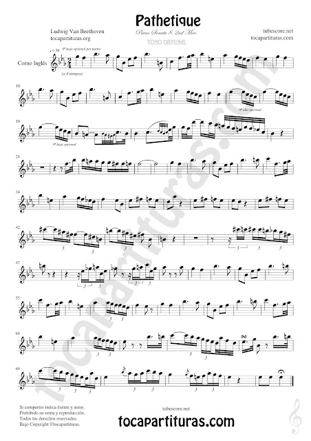 Patetique Trompa y Corno Inglés Partitura Sheet Music for English Horn Music Scores