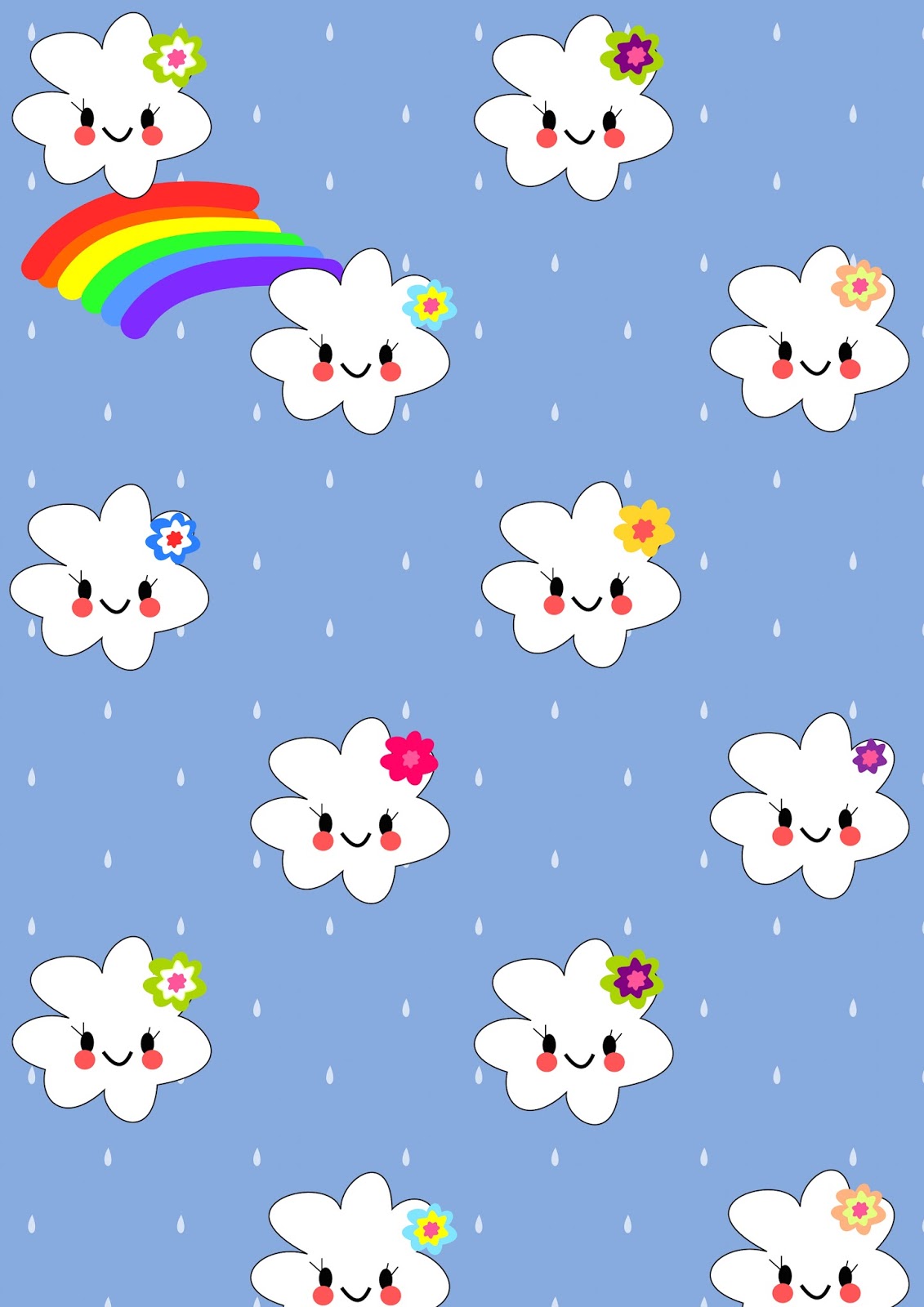 Free digital kawaii rainbow scrapbooking paper - ausdruckbares ...