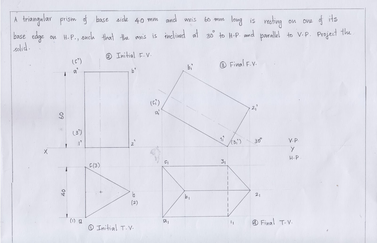 engineering graphics for engineers projection of solids square prism