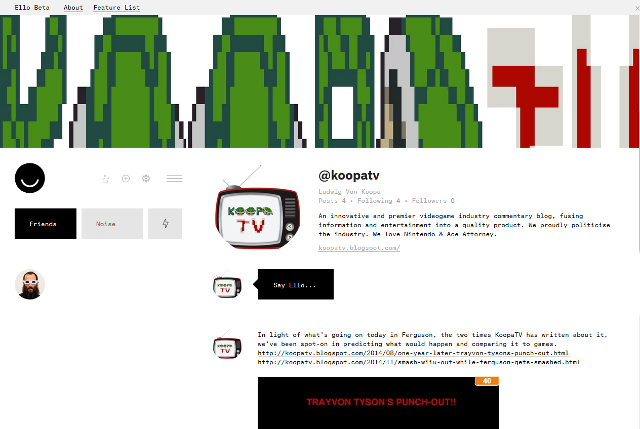 KoopaTV's profile on Ello, the ad-free social network