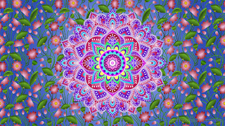 Beautiful Purple Spirit Mandala Art With Vines And Flourishes Of Lotus Flower Plants Seamless Pattern
