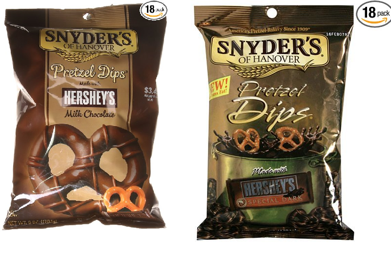 18 Bags of Snyder's of Hanover Special Dark Chocolate Pretzels Made