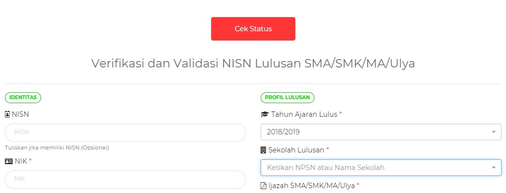 Perubahan Sementara Website Cek Nisn Belajar Tanpa Batas