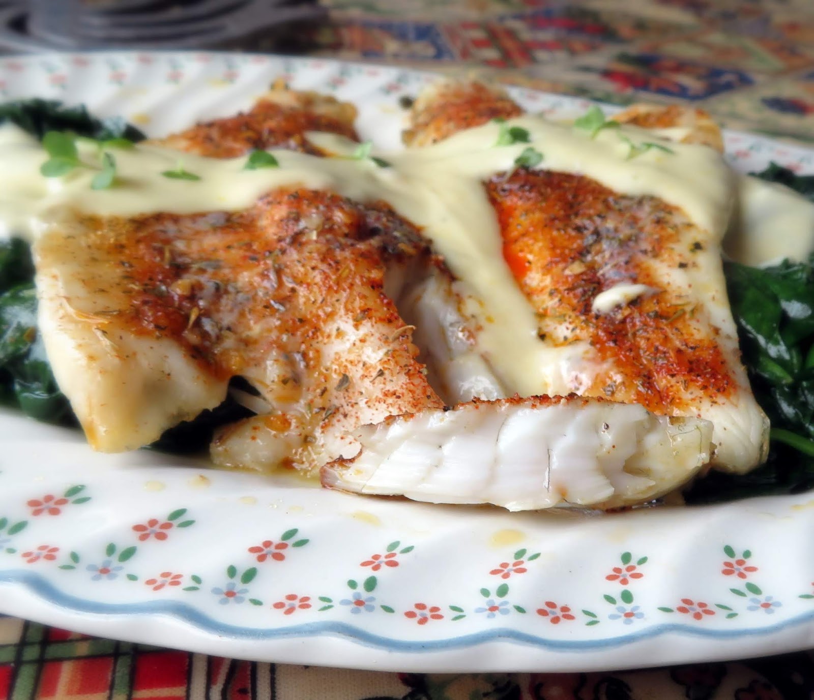 The English Kitchen Roasted Sea Bass with a Lemon Parmesan Cream