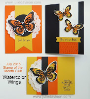 Stampin' Up! Watercolor Wings card kit ~ Stamp of the Month Club by Julie Davison www.juliedavison.com/clubs