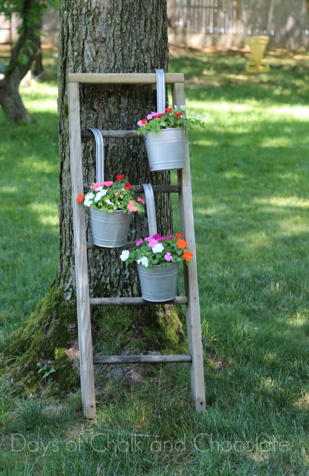 DIY Galvanized Planters and Ladder Plant Stand Days of Chalk and