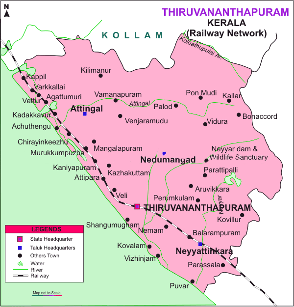 RailMapindia Thiruvananthapuram railways map